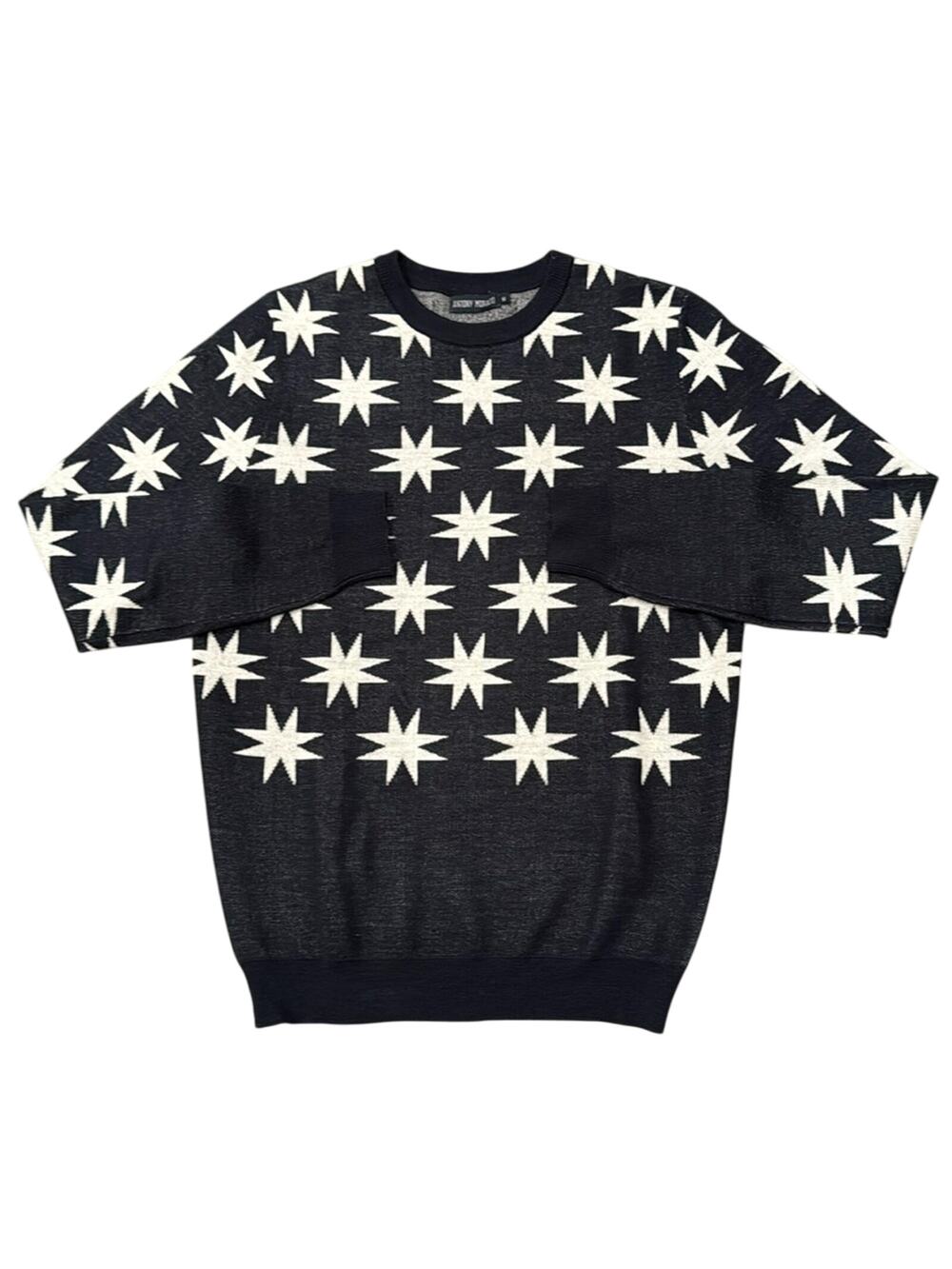 Antony Morato Men's Wool Blend Crewneck Knitwear Black White Size M